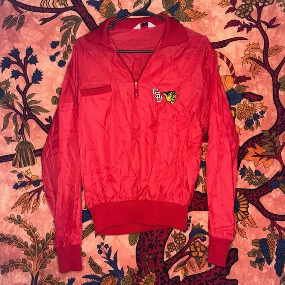 Vintage Red CSU Cropped Windbreaker - Picture 1 of 5